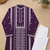 Purple color embroidery and silver sequence work silk men's kurta payjama set