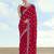 Rani pink georgette embroidery work saree with unstitched blouse piece