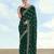 Green georgette embroidery work saree with unstitched blouse piece