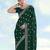 Green georgette embroidery work saree with unstitched blouse piece