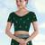 Green georgette embroidery work saree with unstitched blouse piece