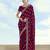 Wine georgette embroidery work saree with unstitched blouse piece