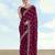 Wine georgette embroidery work saree with unstitched blouse piece