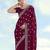 Wine georgette embroidery work saree with unstitched blouse piece