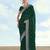 Green georgette embroidery work saree with unstitched blouse piece