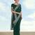Green georgette embroidery work saree with unstitched blouse piece