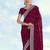 Wine georgette embroidery work saree with unstitched blouse piece