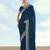 Rama georgette embroidery work saree with unstitched blouse piece