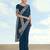 Rama georgette embroidery work saree with unstitched blouse piece