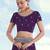 Purple georgette embroidery work saree with unstitched blouse piece