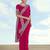 Pink georgette embroidery work saree with unstitched blouse piece