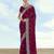 Wine georgette embroidery work saree with unstitched blouse piece