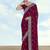 Wine georgette embroidery work saree with unstitched blouse piece