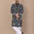 Black color unique cross pattern white thread embroidery with silver sequence silk men's kurta payjama set