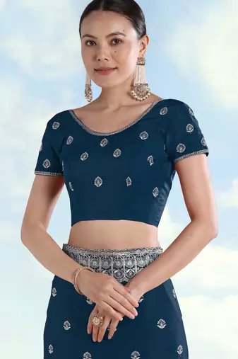 Morpich georgette embroidery work saree with unstitched blouse piece