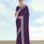 Purple georgette embroidery work saree with unstitched blouse piece