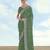 Pista georgette embroidery work saree with unstitched blouse piece
