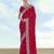 Pink georgette embroidery work saree with unstitched blouse piece