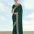 Green georgette embroidery work saree with unstitched blouse piece