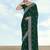 Green georgette embroidery work saree with unstitched blouse piece