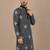 Black color unique cross pattern white thread embroidery with silver sequence silk men's kurta payjama set