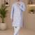Grey color unique cross pattern white thread embroidery with silver sequence silk men's kurta payjama set