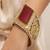 Red Stone Antique Gold Cuff Bracelet | Pearl Detailed Bridal Bangle | Traditional Indian Jewelry