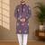 Purple color unique cross pattern white thread embroidery with silver sequence silk men's kurta payjama set