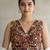 Multicolor embroidered satin v-neck blouse