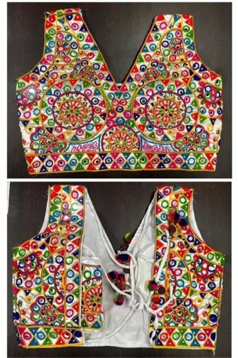 White embro embroidered polycotton v-neck blouse