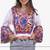 White embroidered rayon round-neck blouse