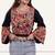 Black embroidered rayon round-neck blouse