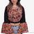 Black embroidered rayon round-neck blouse