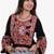 Black embroidered rayon round-neck blouse