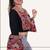 Black embroidered rayon round-neck blouse