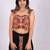 Black embroidered satin sweetheart-neck blouse