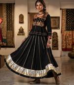 Black embroidered rayon round-neck jacket