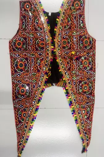 Multicolor embro embroidered cotton v-neck Jacket