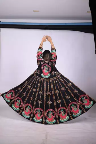 Black embroidered rayon long shrug
