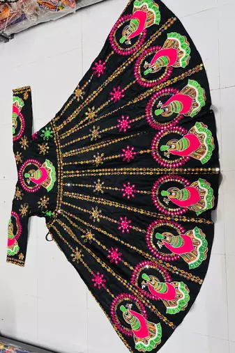 Black embroidered rayon long shrug