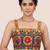 Multicolor embroidered cotton square-neck blouse