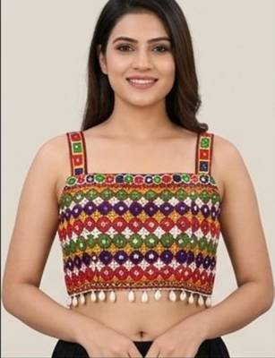 Multicolor embroidered cotton square-neck blouse 1