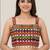 Multicolor embroidered cotton square-neck blouse