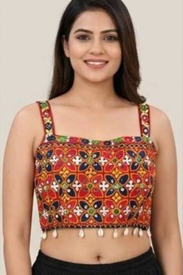 Multicolor embroidered cotton square-neck blouse 1