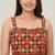 Multicolor embroidered cotton square-neck blouse