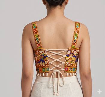 Multicolor embroidered cotton square-neck blouse 2