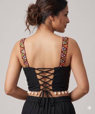 Multicolor embroidered cotton square-neck blouse 2