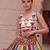 Multicolor embroidered cotton round-neck blouse