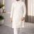 White color unique cross pattern white thread embroidery with silver sequence silk men's kurta payjama set