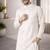 White color unique cross pattern white thread embroidery with silver sequence silk men's kurta payjama set